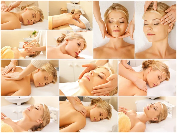 Donna con massaggio viso o corpo nel salone spa — Foto Stock