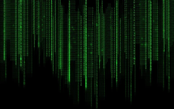Fond de code système binaire vert noir — Photo