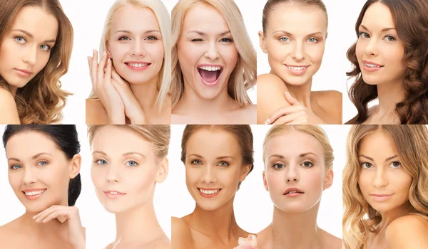 Collage of many happy women faces — Stock Photo, Image