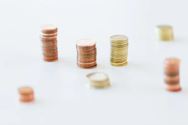 Close up of coins columns — Stockfoto