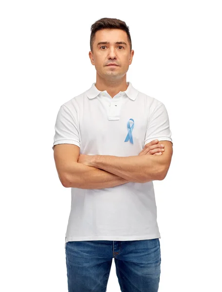 Man with prostate cancer awareness ribbon — Stock Photo, Image