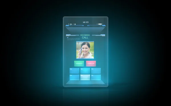 Tablet mit Videotelefonie-Schnittstelle auf dem Bildschirm — Stockfoto