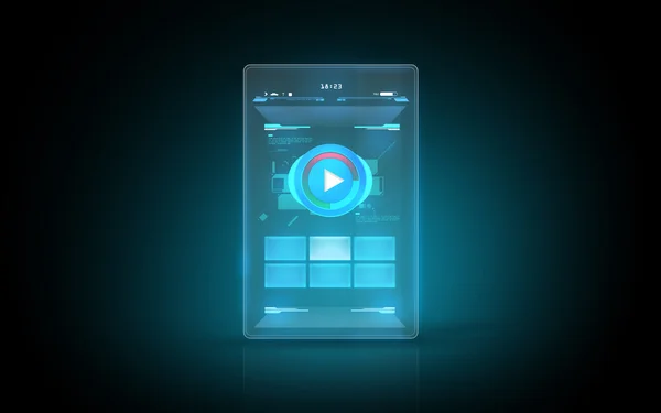 Glowing virtual tablet with buttons on screen — 스톡 사진