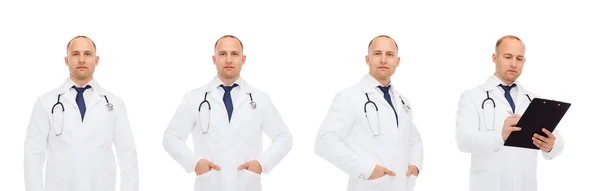 Happy doctors with clipboard and stethoscope — 图库照片