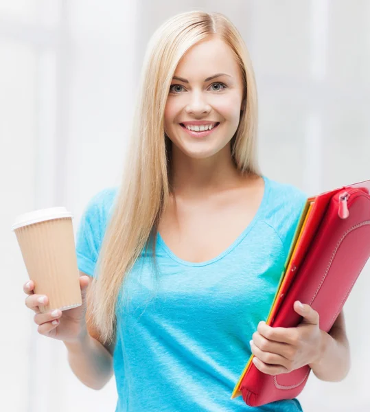 Smiling student with folders — Stock Photo, Image