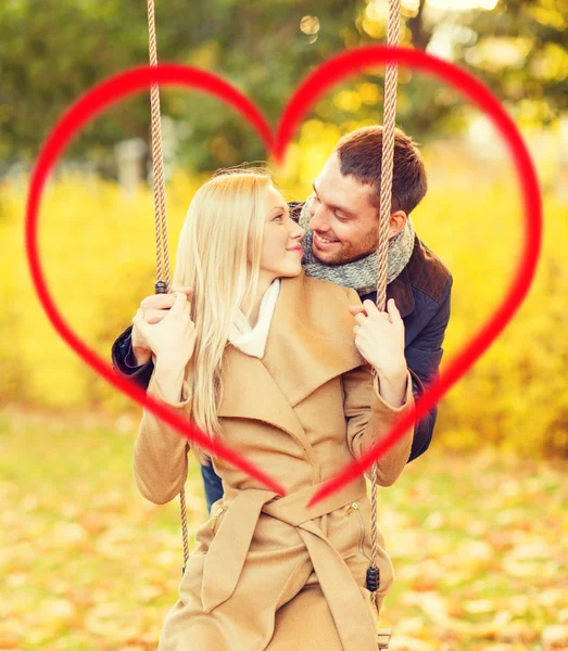 Romantic couple in the autumn park — Stock Photo, Image