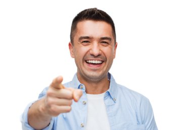 smiling man pointing finger on you clipart