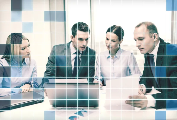 Business team with laptop having discussion — Stock Photo, Image