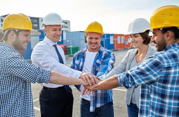 Builders and architects with hands on top — Stock Photo, Image