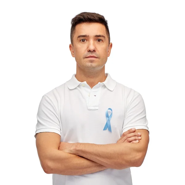 Man with prostate cancer awareness ribbon — Stock Photo, Image
