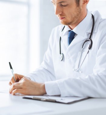 patient and doctor taking notes clipart