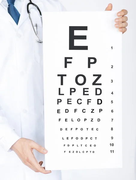 Male ophthalmologist with eye chart — Stock Photo, Image