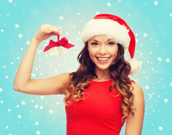 Woman in santa helper hat with jingle bells — Stock Photo, Image