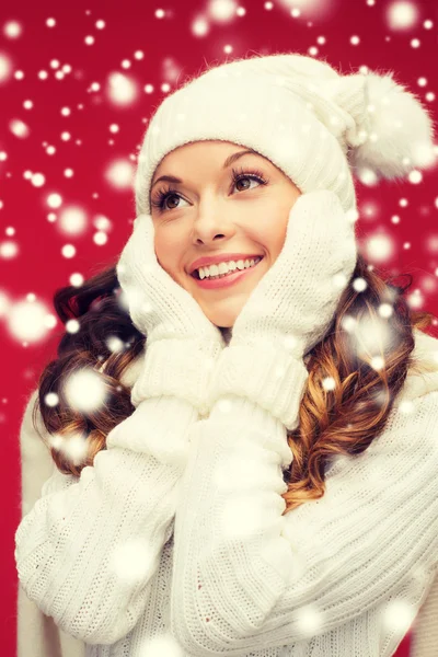 Woman in hat, scarf and mittens Stock Image