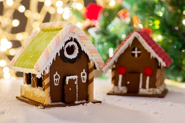 Closeup of beautiful gingerbread house at home — Stock Photo, Image