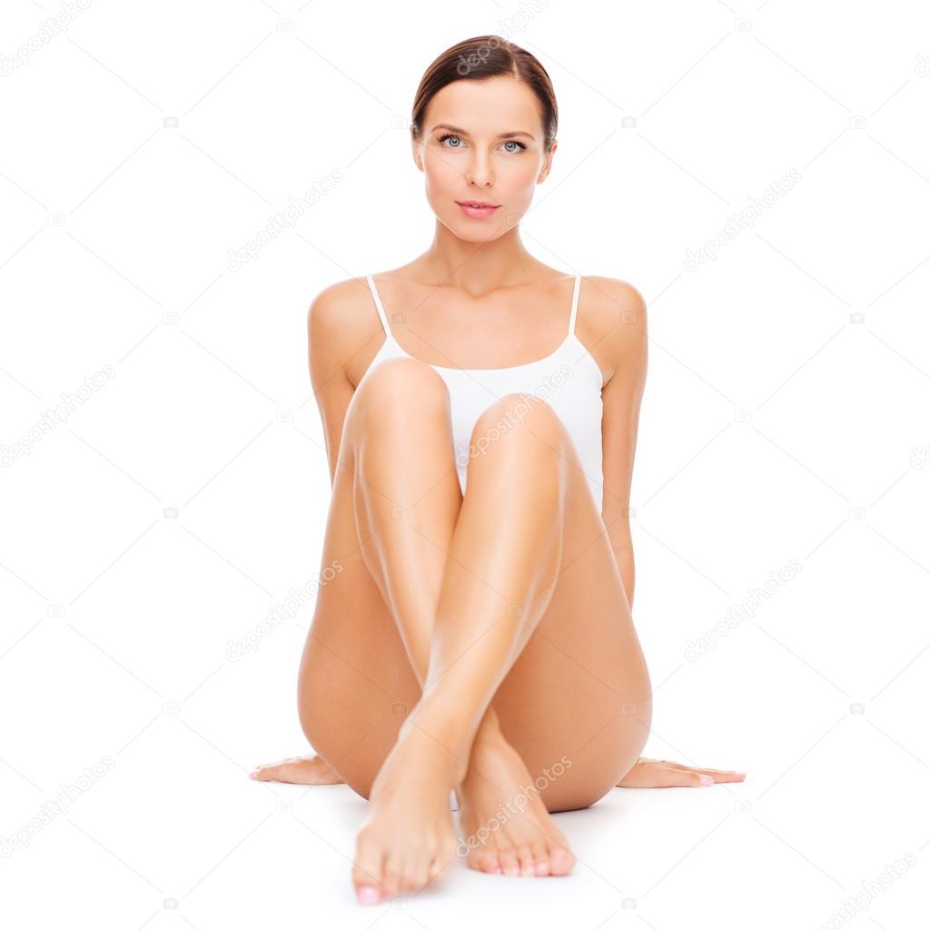 Beautiful Woman in White Cotton Underwear Stock Image - Image of