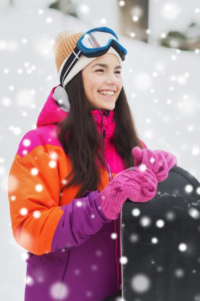 Snowboard açık havada olan mutlu kadın — Stok fotoğraf