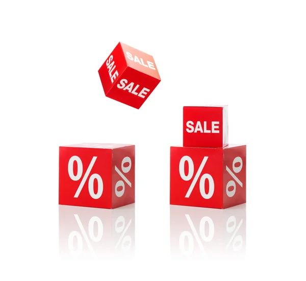 Set of boxes with sale and percent sign — Stockfoto