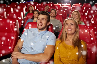 happy couple watching movie in theater clipart