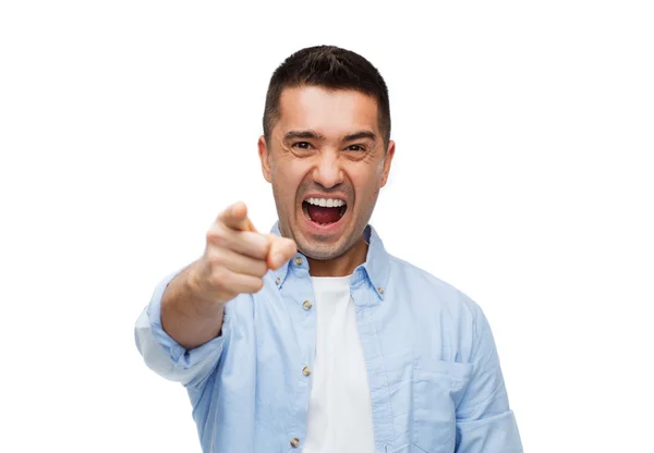 Angry man shouting and pointing finger on you — Stockfoto