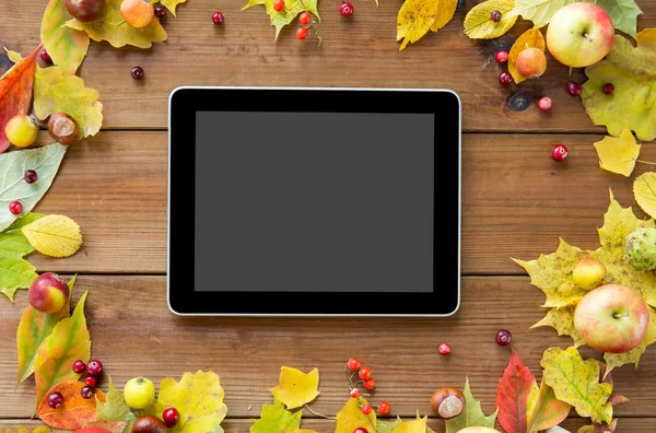 TabletPC med hösten blad, frukter och bär — Stockfoto