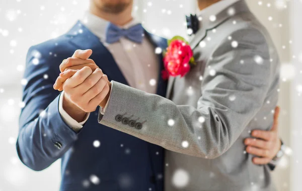 Close up of happy male gay couple dancing — Stock Photo, Image