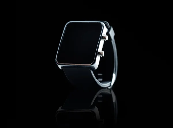 Close up of black smart watch — Stock Photo, Image