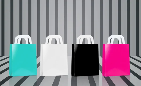 Many blank shopping bags — Stock fotografie