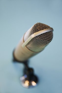 close up of microphone at recording studio clipart