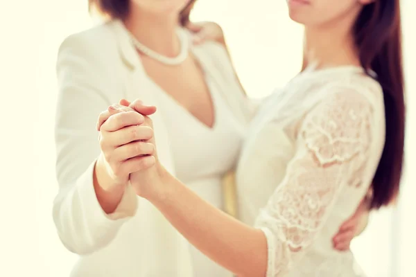 Close up of happy married lesbian couple dancing — Stock Photo, Image