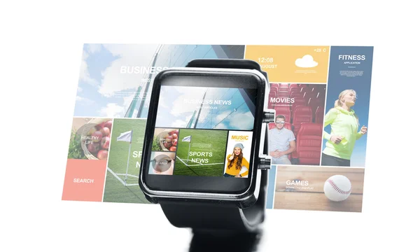 Närbild på smart Watch-klocka med MEDIAPROJEKTION — Stockfoto