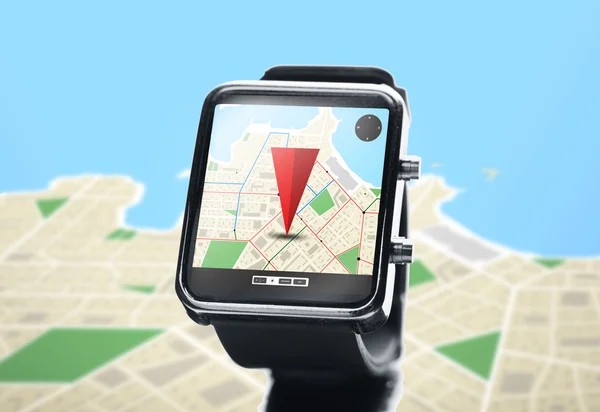 Közelkép smartwatch navigator Térkép Stock Kép