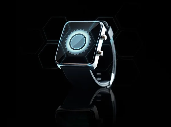 Close up of black smart watch — Stock Photo, Image