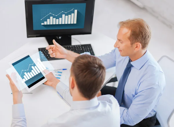 Businessmen with tablet pc and computer at office — Stock Photo, Image