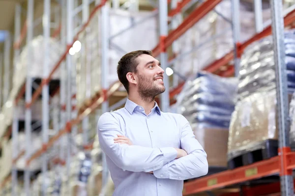 Happy man at warehouse — Stock Photo, Image