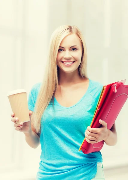 Smiling student with folders — Stock Photo, Image