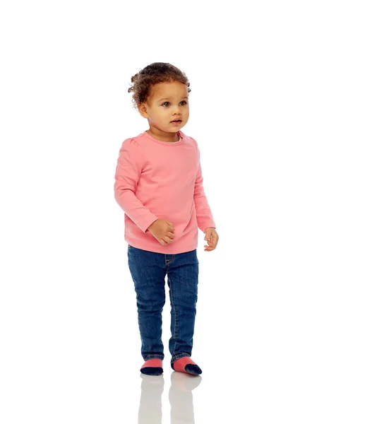 Beautiful little baby girl walking — Stock Photo, Image