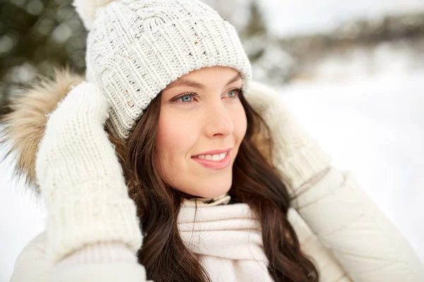Happy woman outdoors in winter Stock Image