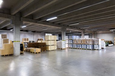 cargo boxes storing at warehouse clipart