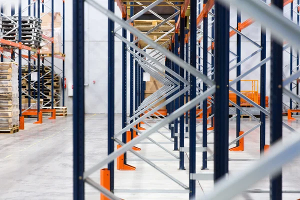 Warehouse shelves or constructions with cargo — Stok fotoğraf