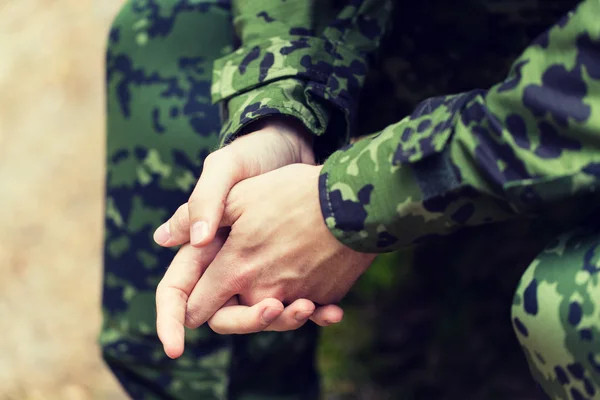 Close up of young soldier in military uniform — Stock Photo, Image