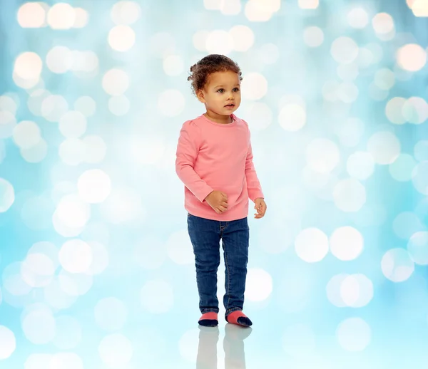 Beautiful little baby girl walking — Stock Photo, Image