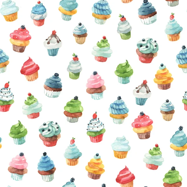 Aquarell Cupcake Muster — Stockfoto