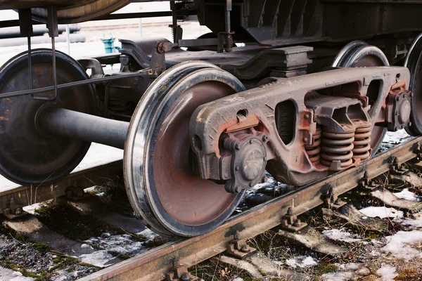 Industriële spoor auto wielen — Stockfoto