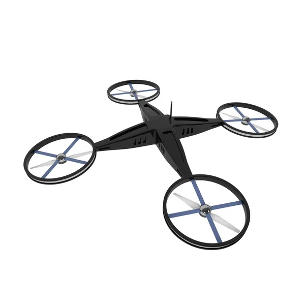 Externe gecontroleerde quadcopter drone geïsoleerd op wit Rechtenvrije Stockafbeeldingen