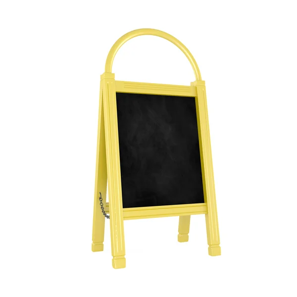 Boş sarı menü tahtası üzerinde beyaz izole — Stok fotoğraf