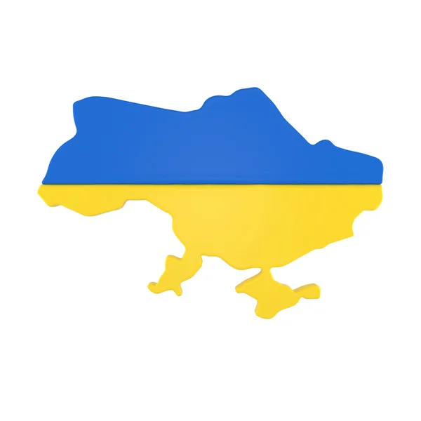 Ukraine-Karte mit Fahne auf weißem Hintergrund Stockbild
