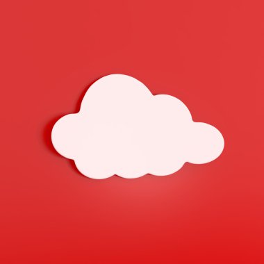 Beyaz bulut etiket izole kırmızı