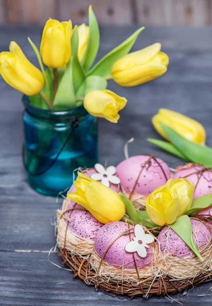 Decoración de Pascua rosa — Foto de Stock