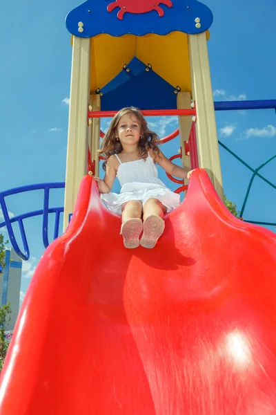 Preschool girl at the playground — Stock Photo, Image